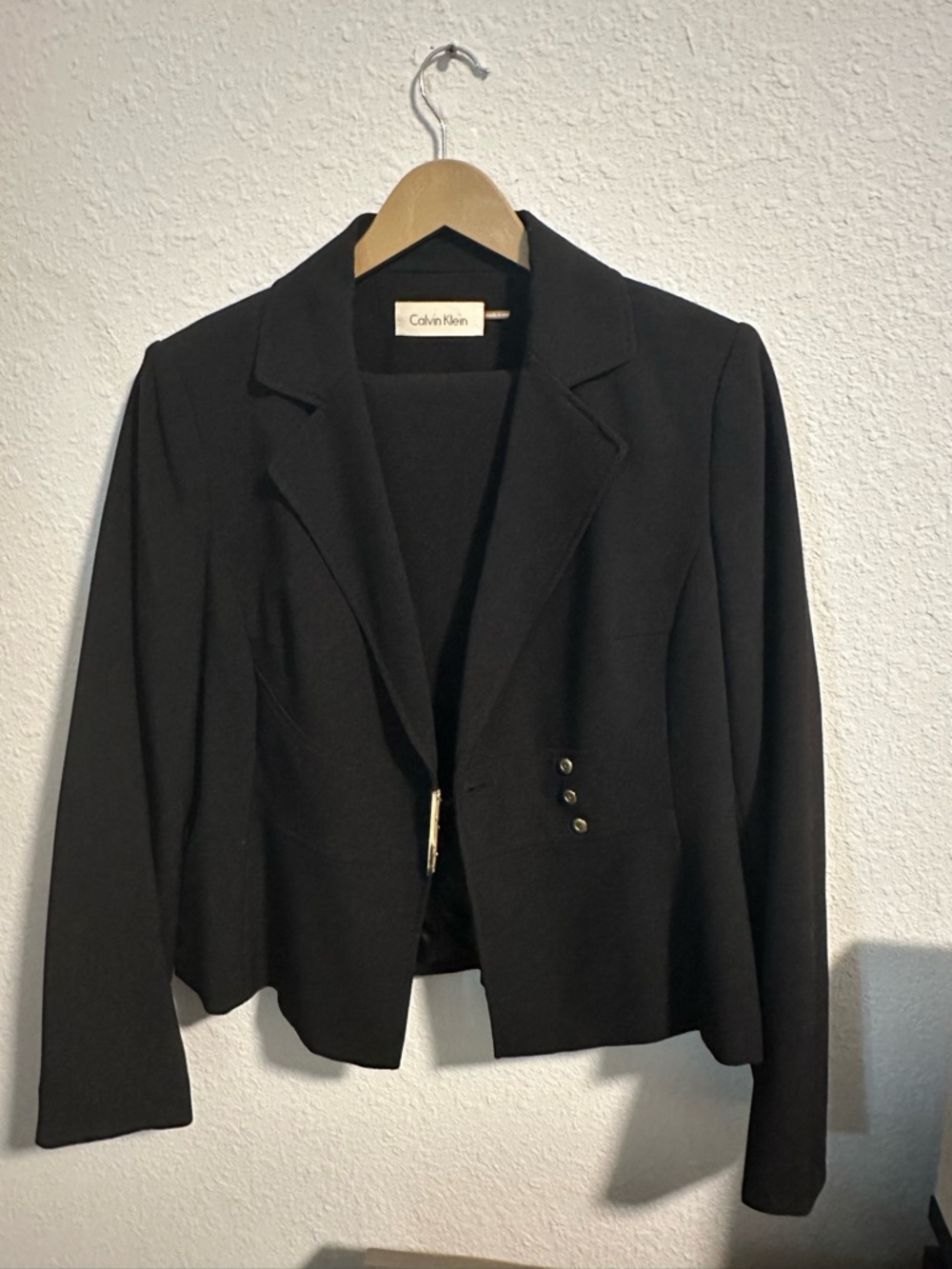 Calvin Klein Black Women's Cropped Blazer + Skirt